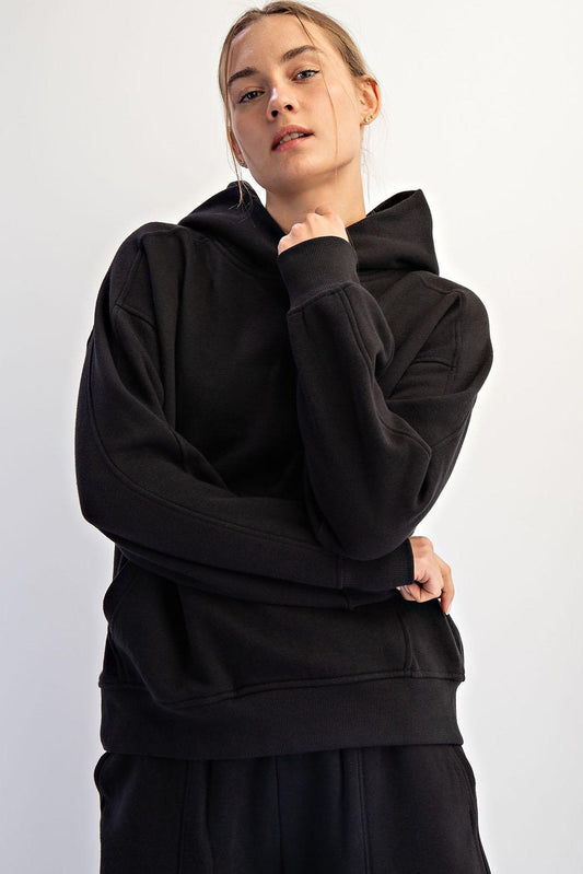 Black Fleece Terry Oversized Hoodie by Rae Mode