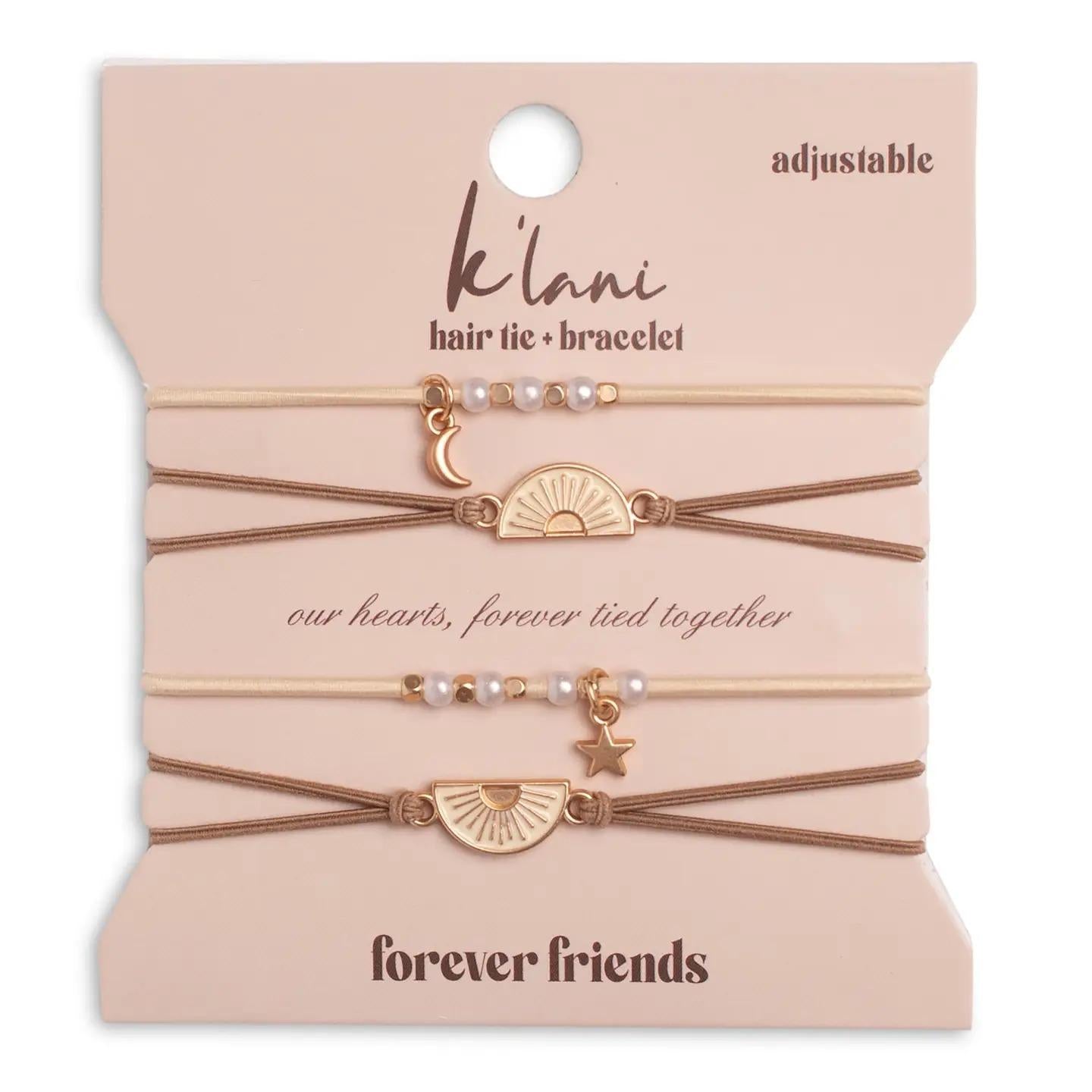 "Forever Friends" Neutral Sun Friendship Hair Tie Bracelets