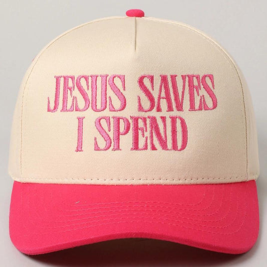 JESUS SAVES I SPEND Embroidery Trucker Hat