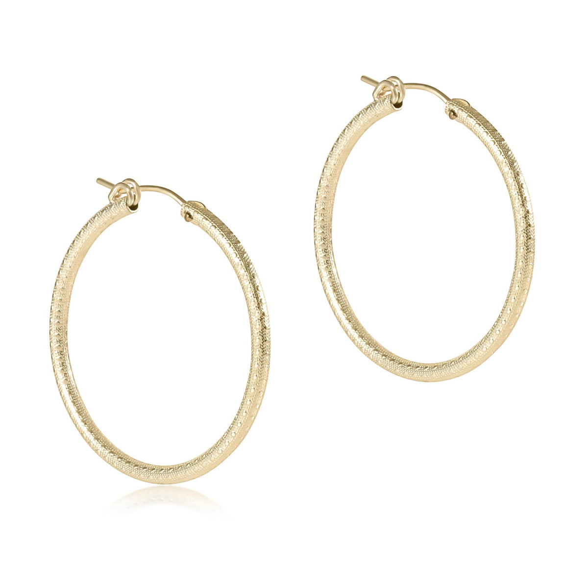 Round Gold 1.25" Hoop - Textured Earrings