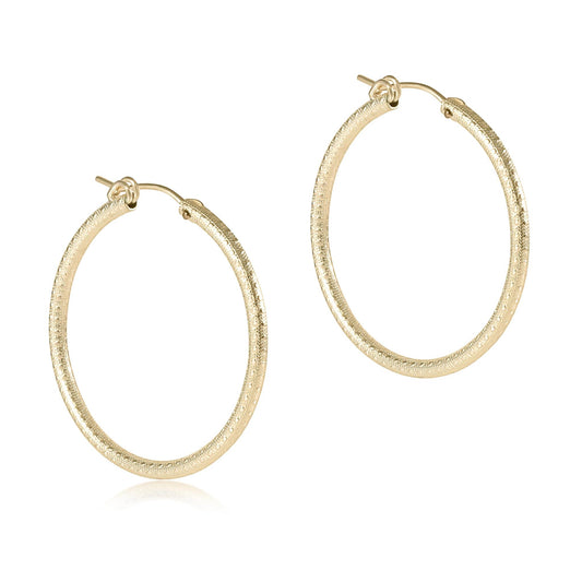 Round Gold 1.25" Hoop - Textured Earrings