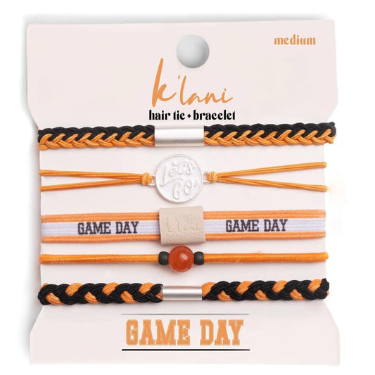 "Game Day" Orange & Black Hair Tie Bracelets