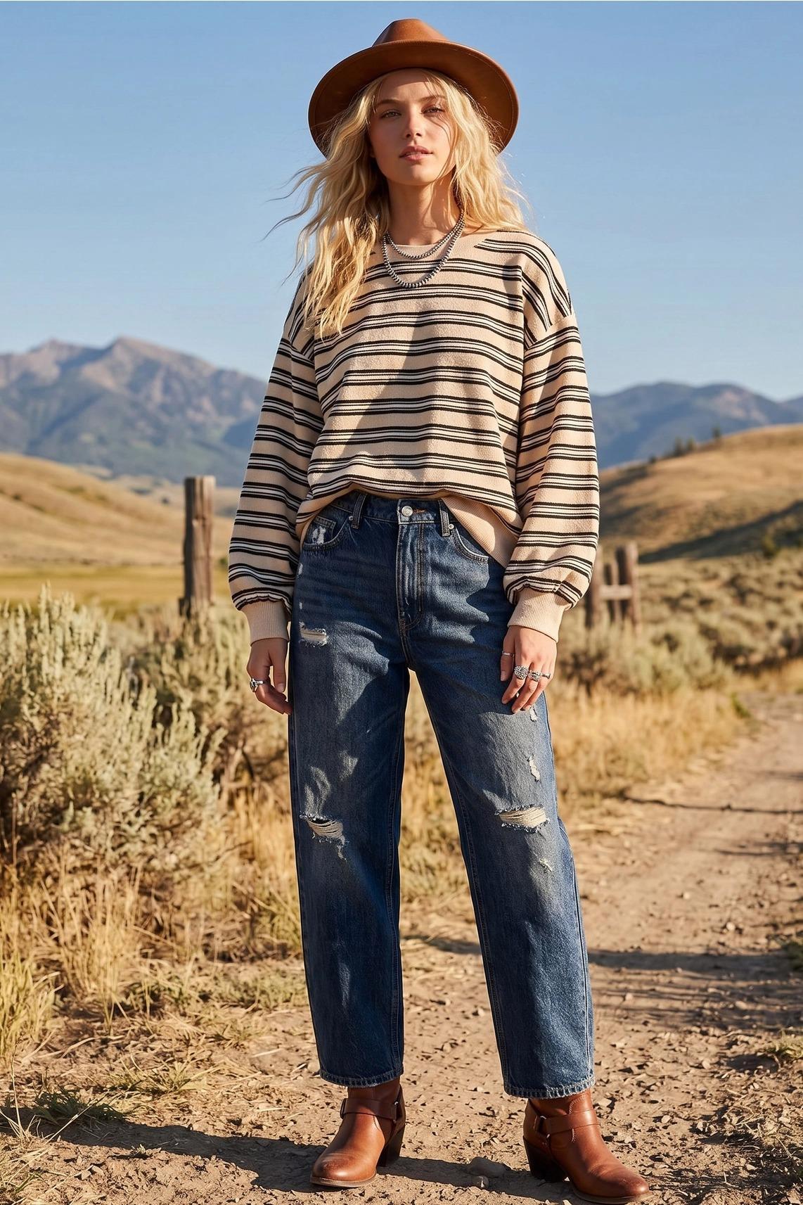 Beige Combo Oversized French Terry Striped Sweatshirt by Sewn and Seen