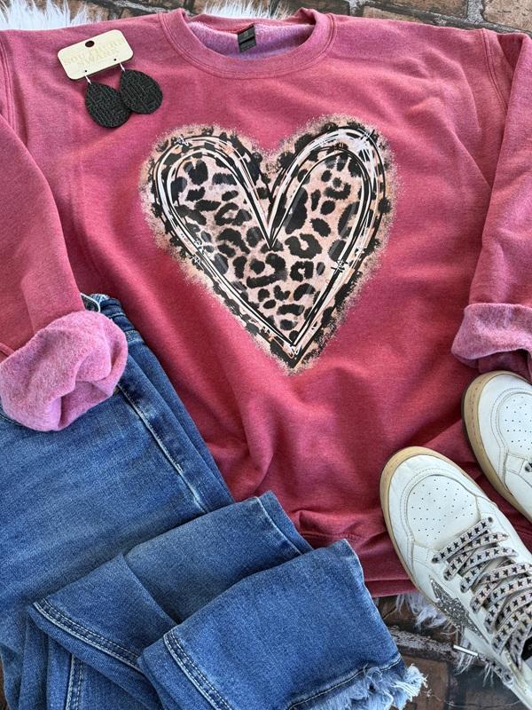 Classic Leopard Heart Tee or Sweatshirt
