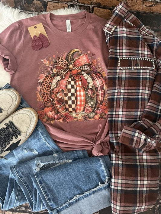 Patchwork Pumpkin Charm Graphic Tee
