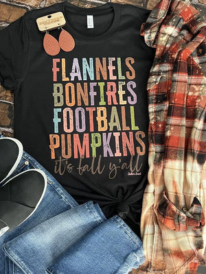 Flannels, Bonfires, Football, Pumpkins Tee