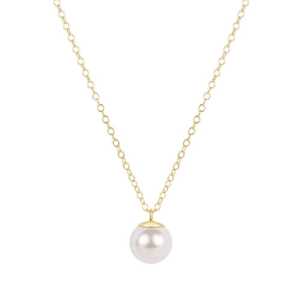 16" Necklace Gold - Classic Pearl 10mm Charm