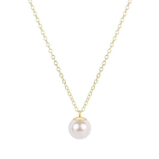 16" Necklace Gold - Classic Pearl 10mm Charm