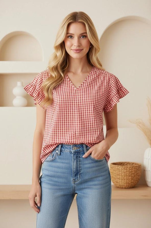 Red Gingham Top