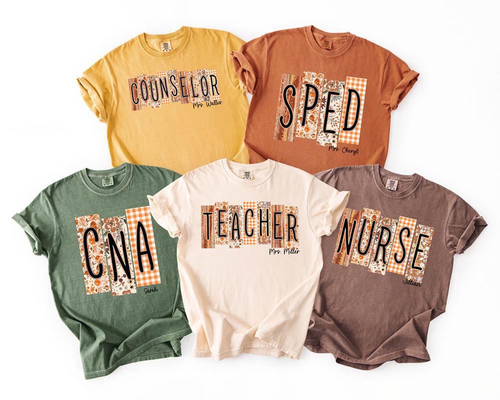 Custom Fall School & Medical Occupations Personalized Name Tees