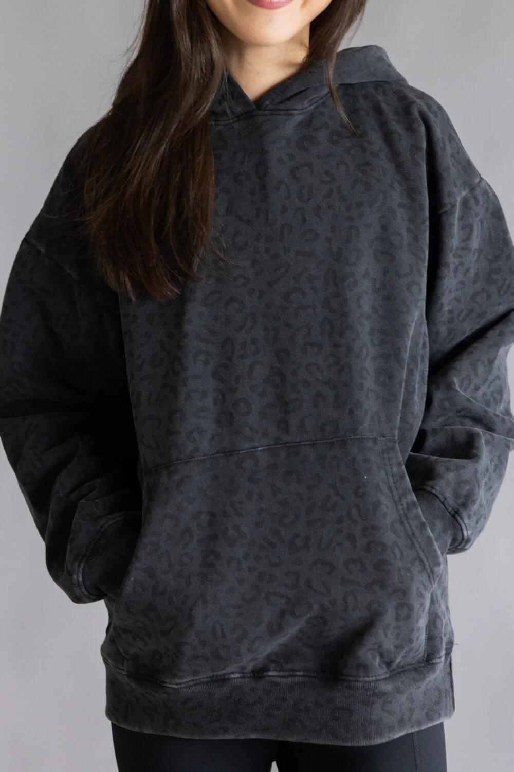 Vintage Black Leopard Oversized Heavy Hoodie