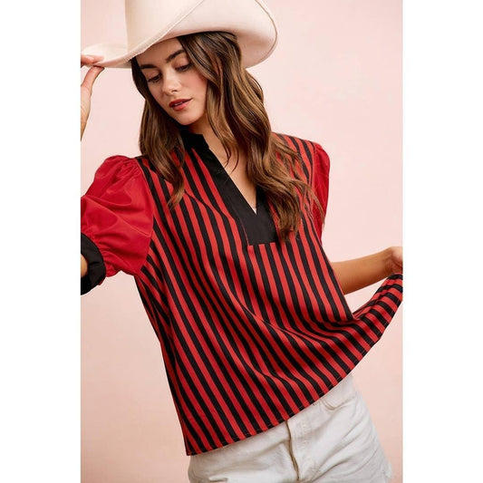 Gameday Theme Striped Woven Top