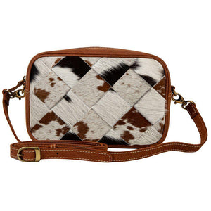 Pecos Rising Weave Pattern Hairon & Leather Bag By Myra Bag