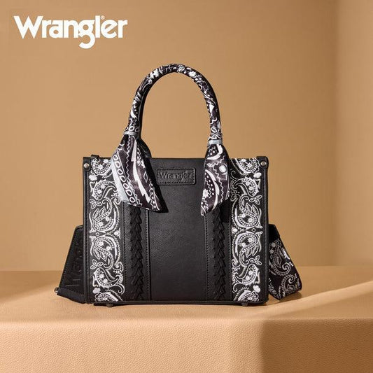 Black Wrangler Braided Paisley Bandana Tote Bag