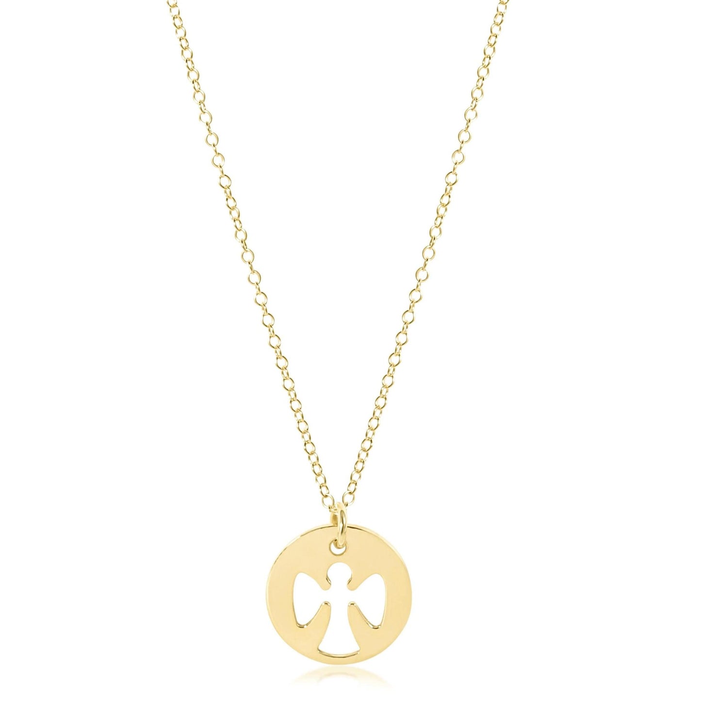 16" Necklace Gold - Guardian Angel Print Gold Disc