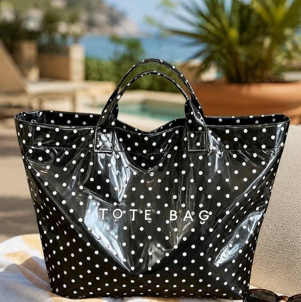 Black & White Polka Dot Tote Bag