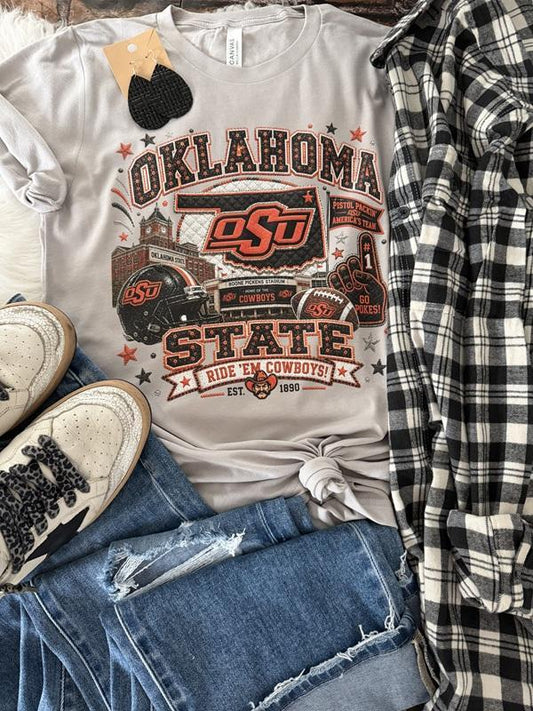 Oklahoma State Quilted Graphic Tee