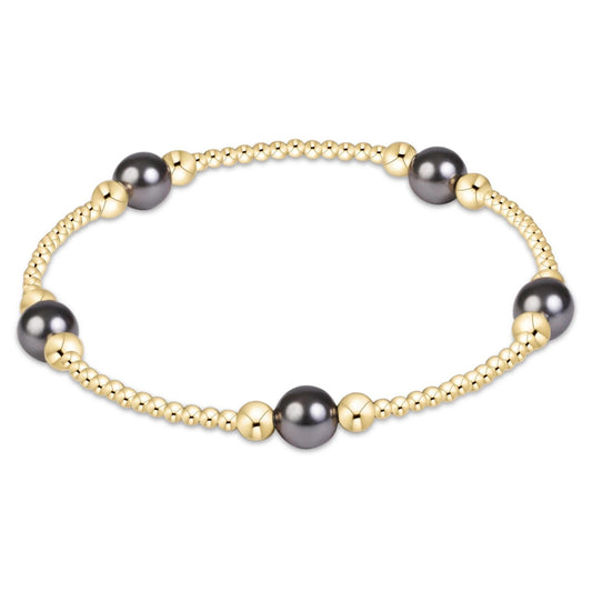 Purpose Pearl Dark Grey 6mm Gold Bracelet