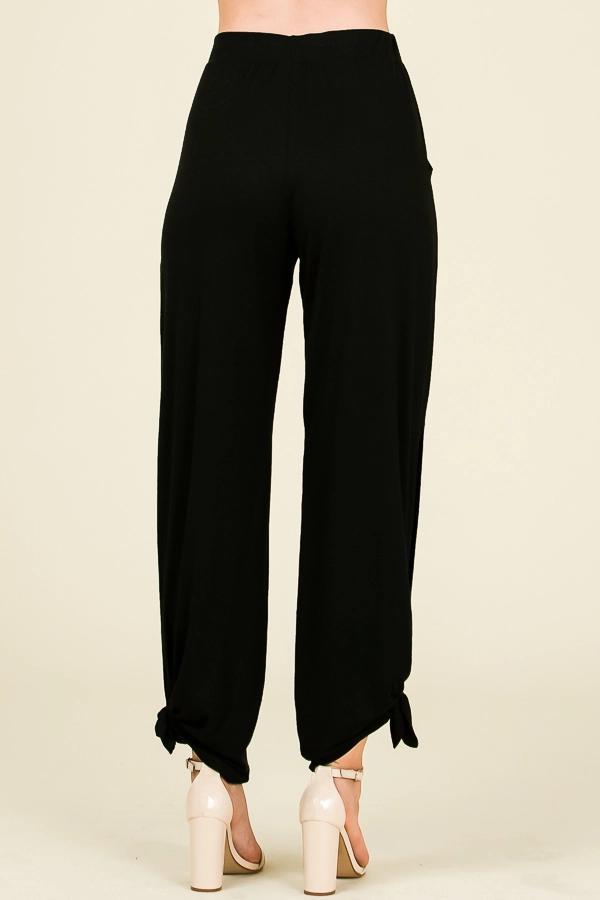 Black Split Side Ankle Tie Knit Bottoms by 7th Ray