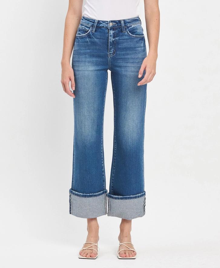 90's Vintage Super High Rie Cuffed Flare -  F5827