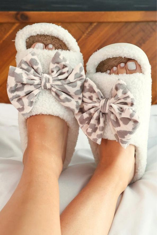 Bella Leopard Bow Slippers