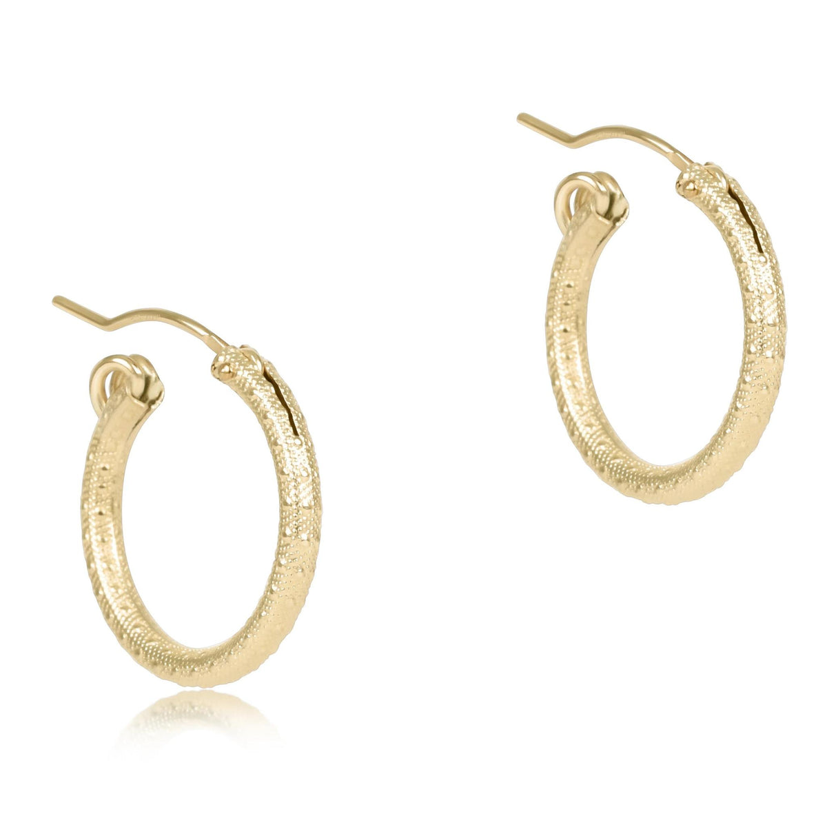 Round Gold 0.5" Hoop -  Textured Earrings
