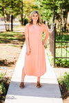 Creamy Peach Simple Attractions V-Neck Mid-Length Dress
