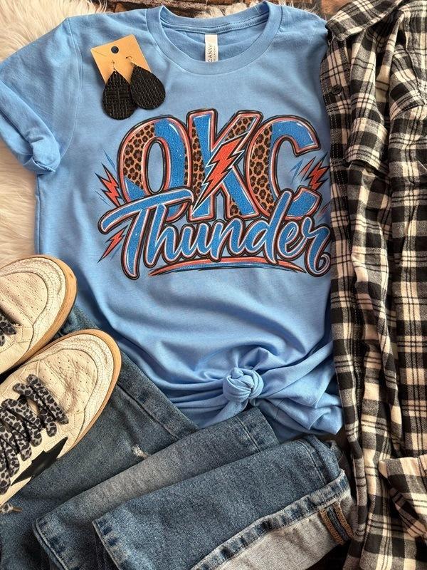 OKC Thunder Leopard Graphic Tee & Sweatshirt