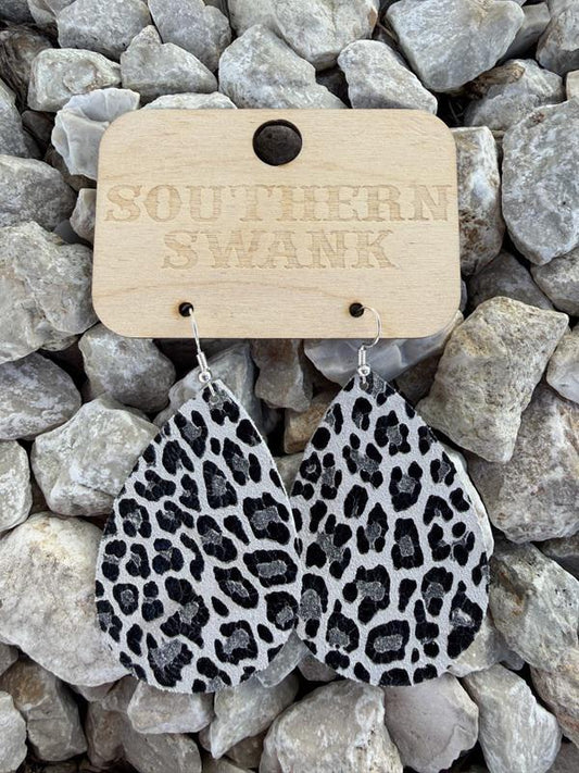 Black & White Leopard Earrings