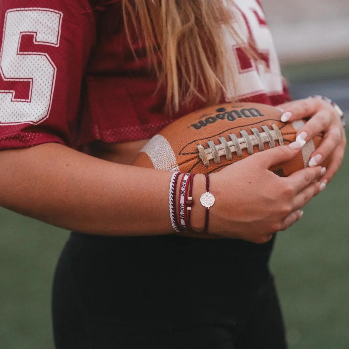 "Game Day" Maroon & Gray Hair Tie Bracelets