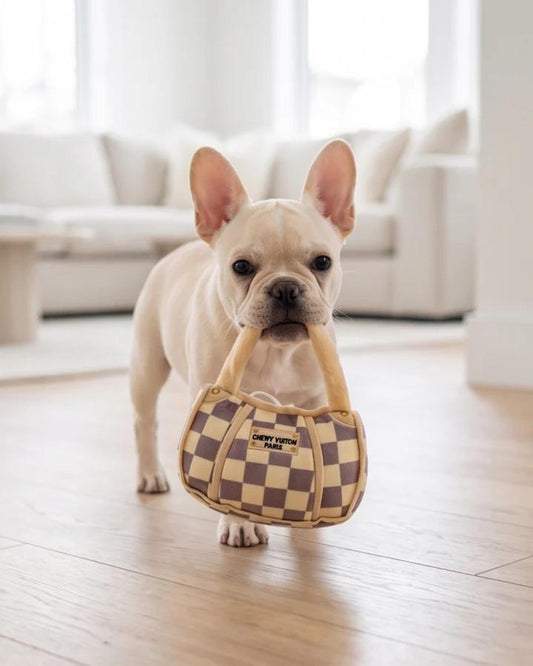 Tan Checker Chewy Vuiton Handbag by Haute Diggity Dog