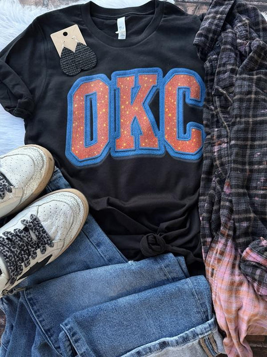 OKC Faux Glitter Tee (black)