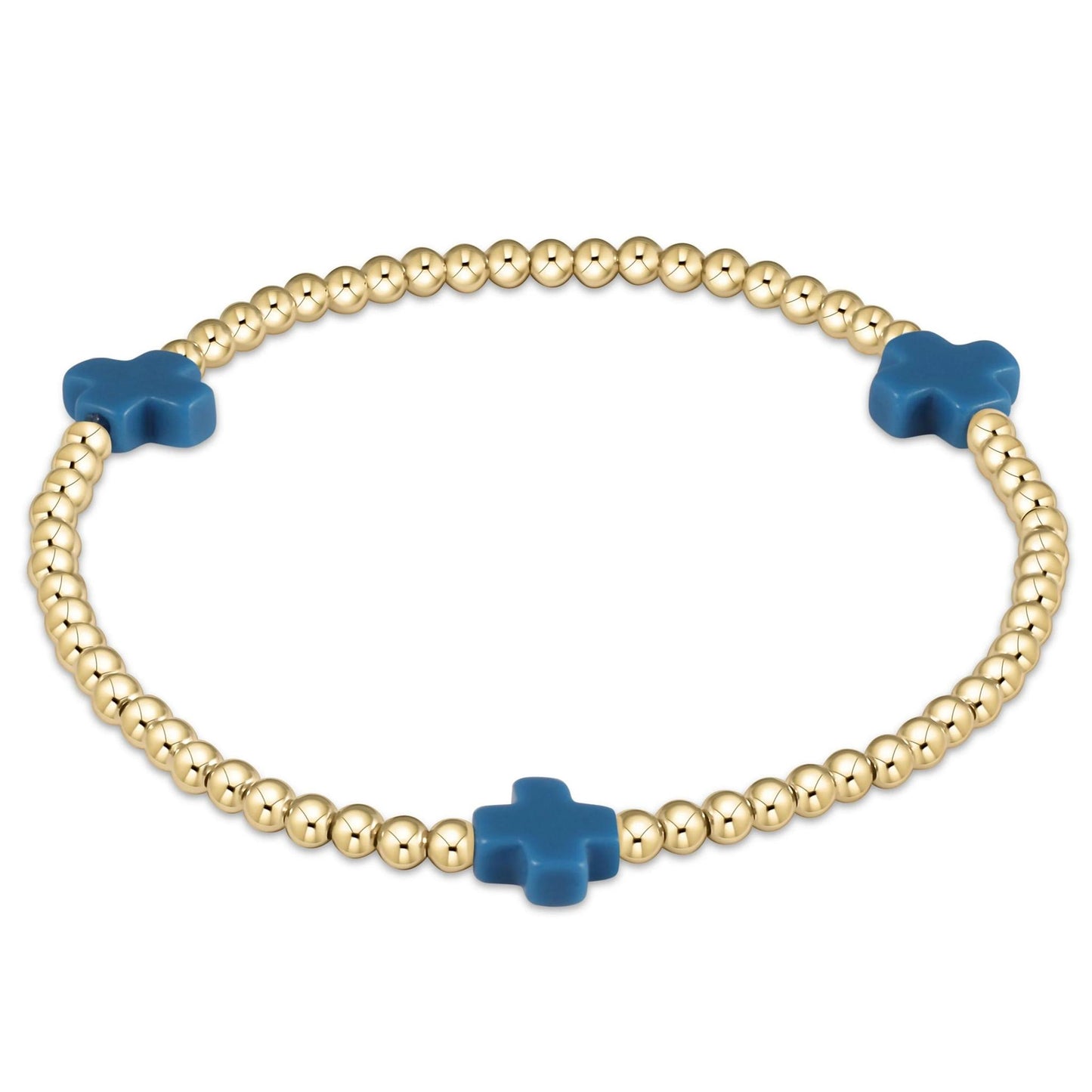 Signature Cross 3mm Gold Bracelet - Colbalt