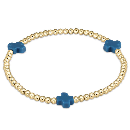 Signature Cross 3mm Gold Bracelet - Colbalt