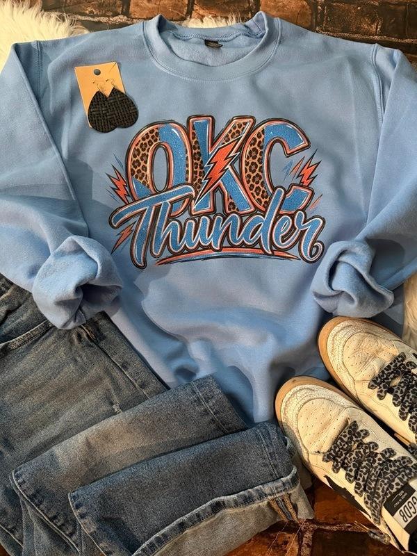 OKC Thunder Leopard Graphic Tee & Sweatshirt