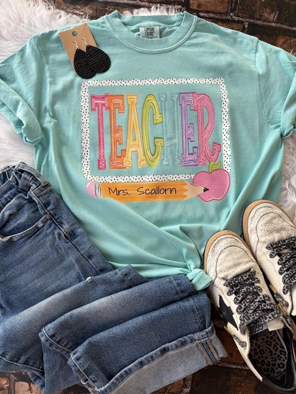 Custom Polka Dot School Occupation Personalized Name Tees