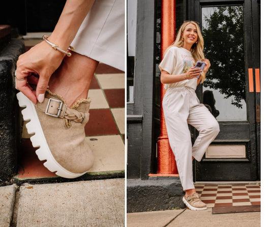 Taupe Buckle Faux Suede Clogs by Very G