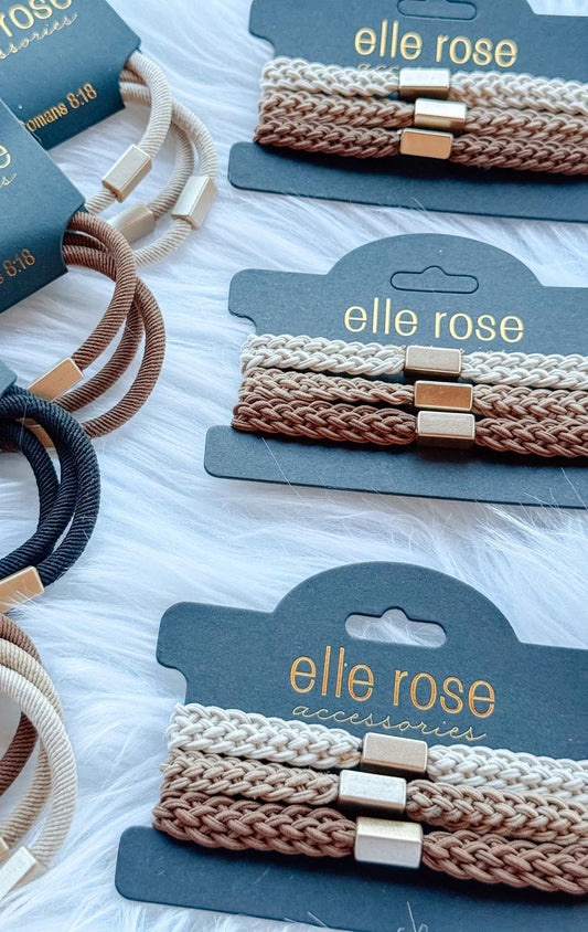 Neutral Color Braided Hair Tie Pack of 3    **Great Stocking Stuffer**