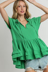 Emerald Green Flutter Baby Doll Top by Umgee