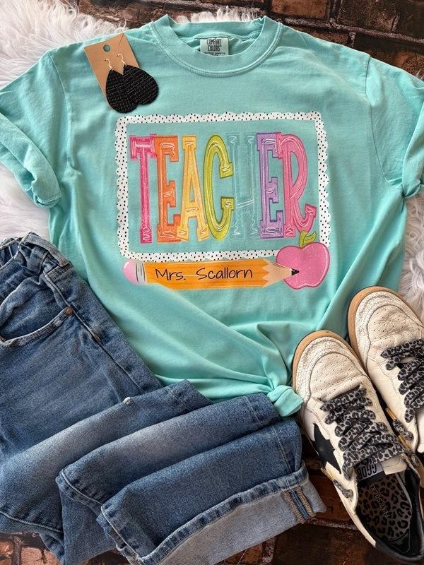 Custom Polka Dot School Occupation Personalized Name Tees