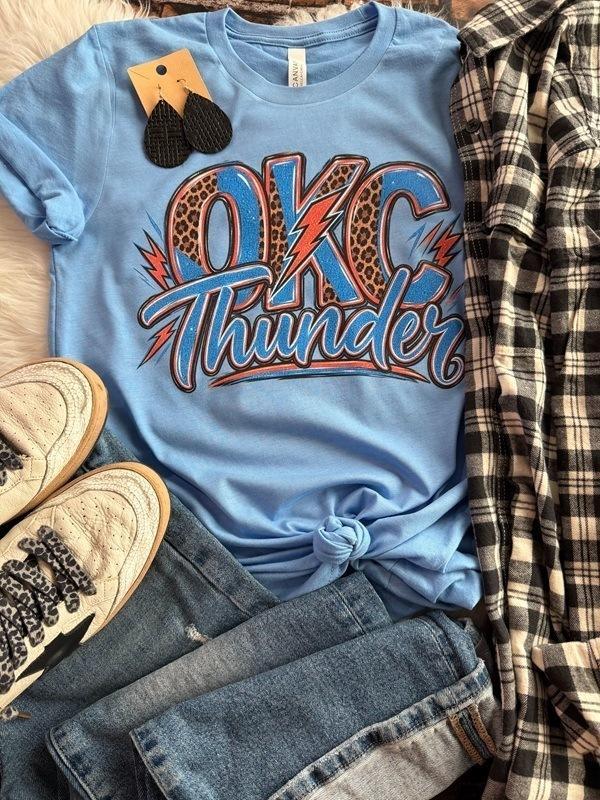 OKC Thunder Leopard Graphic Tee & Sweatshirt