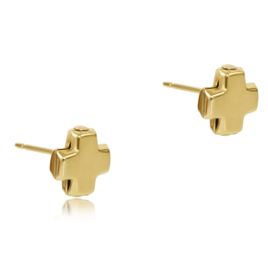Signature Cross Gold Stud Earrings