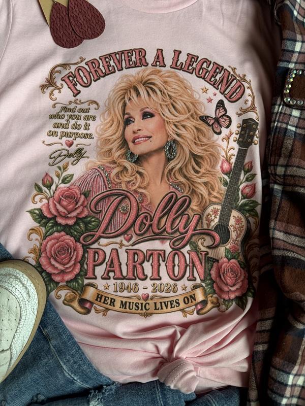 Embellished Forever A Legend Dolly Tribute With Gem Detail Graphic Tee