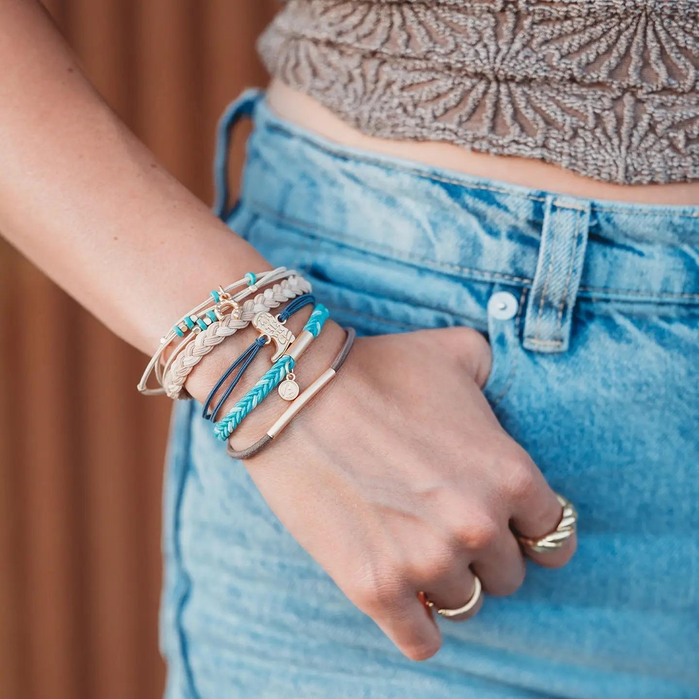 "Stride" Turquoise with Gold Cowboy Boot Hair Tie Bracelets