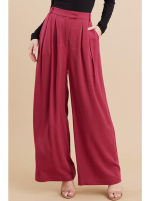Burgundy Pleated Baggy Pants by Jodifl