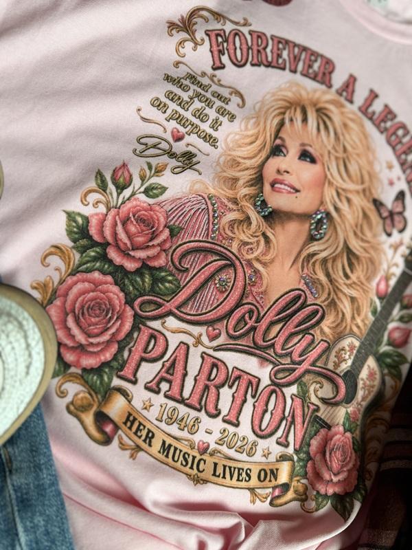 Embellished Forever A Legend Dolly Tribute With Gem Detail Graphic Tee