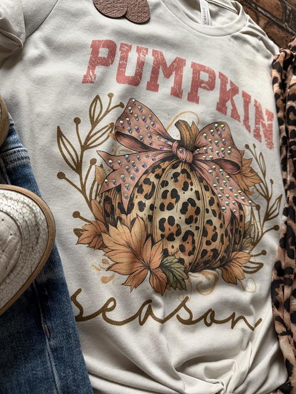 Embellished Pumpkin Season Graphic with Gem Details (Tee Or Sweatshirt)