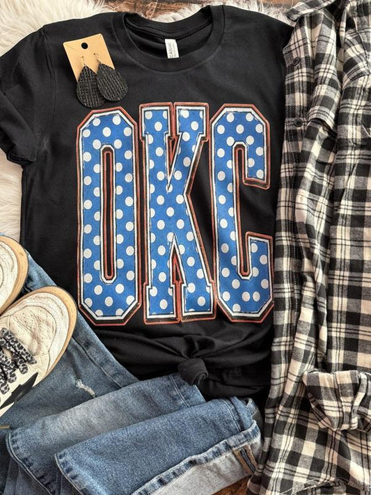 OKC Thunder Vintage Polka Dot Graphic Tee
