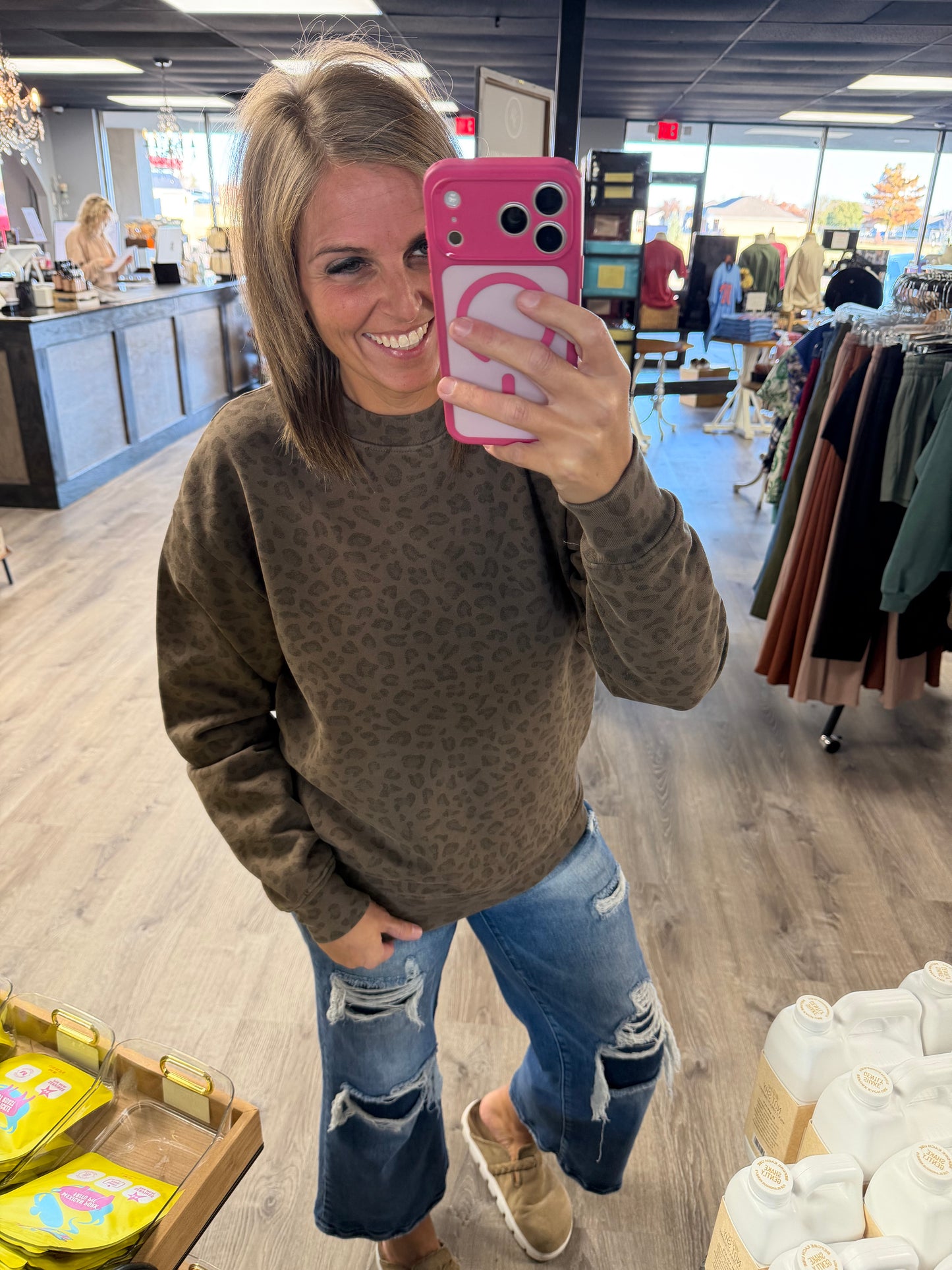 Vintage Leopard Oversized Unisex Heavy Crew Neck Sweatshirt