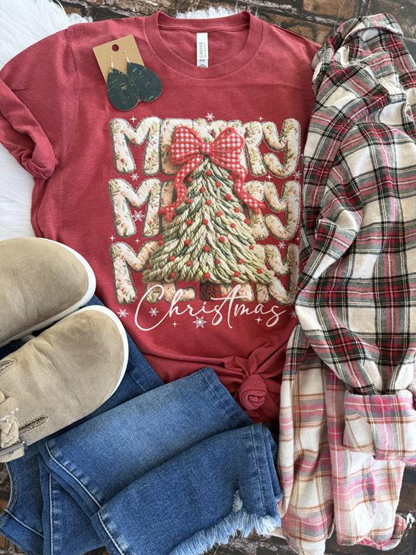 Merry Faux Yarn Crochet Tee